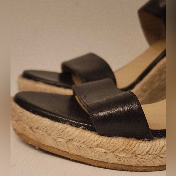 Stuart Weitzman Lexia Leather Black Espadrille Wedge Women’s Sandal Size 7 - Picture 7 of 12